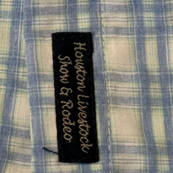 Houston Livestock Show & Rodeo Magellan Blue Plaid Pearl Snap Shirt Size Small - Picture 13 of 16